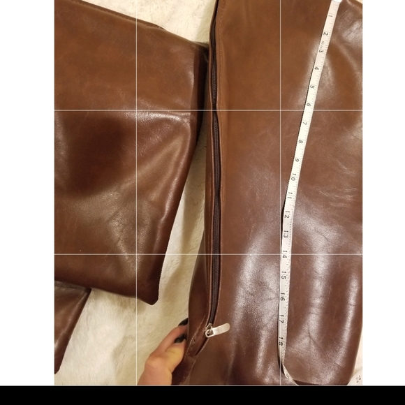 Faux Vegan Leather Decorative 6 brown pillow covers, 12×20 - Picture 7 of 7